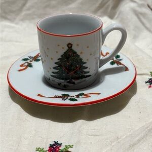 Festive Christmas Tree Espresso Mug and Saucer